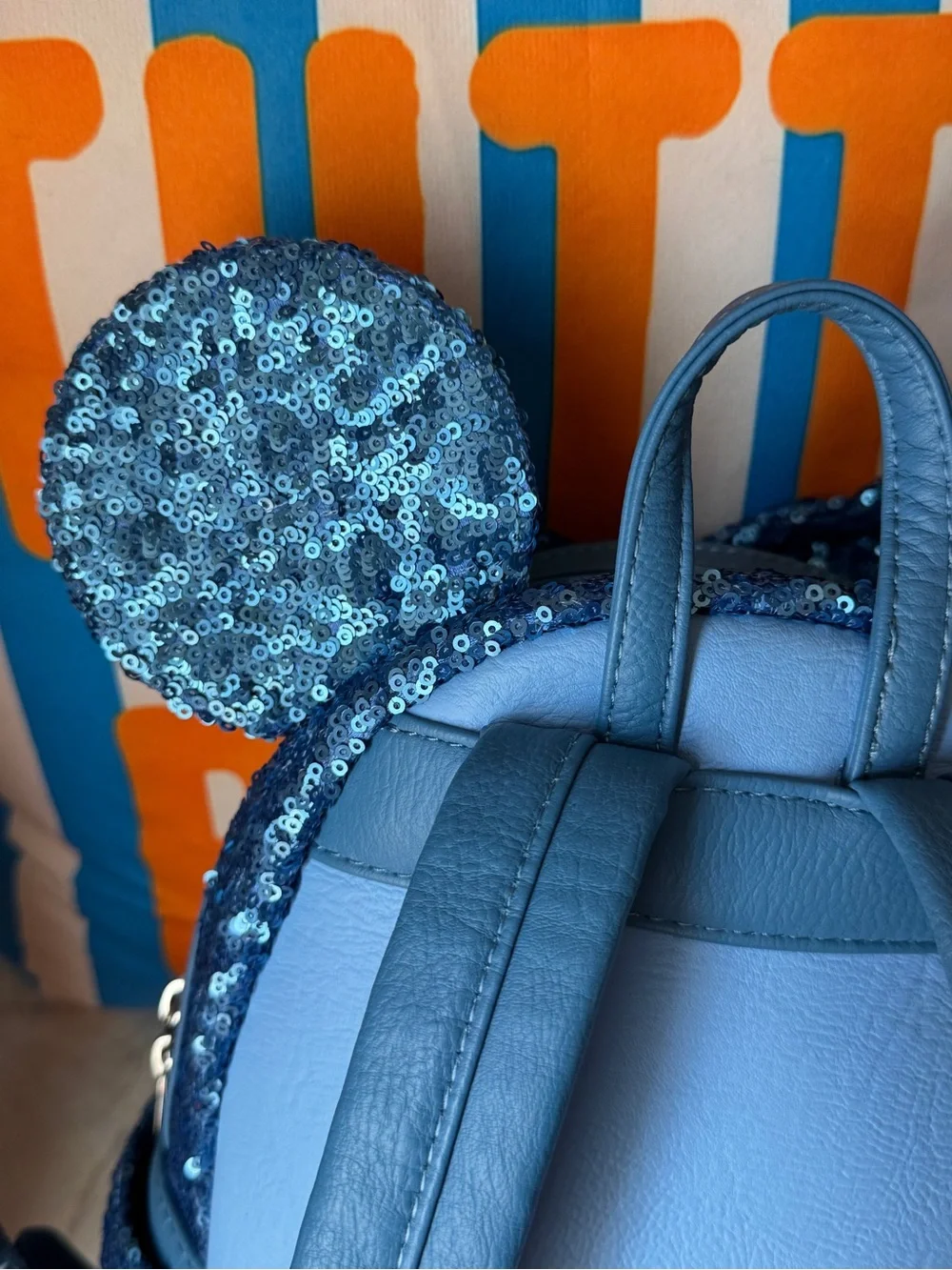 Disney Sparkling Blue Sequin Mini Backpack with Mouse Ears